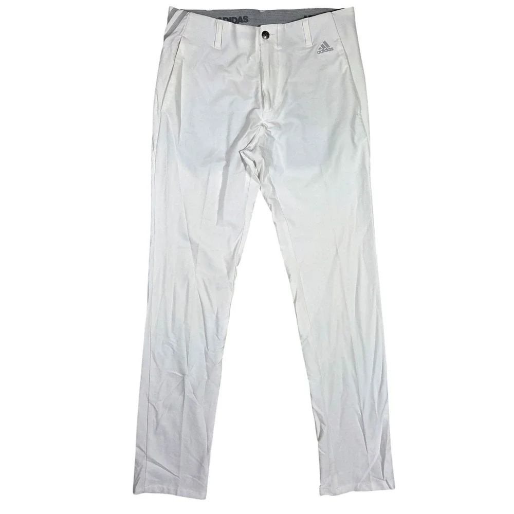 Adidas Mens White Golf Pants 30x32 Stretch Performance Trousers Sport Athleisure